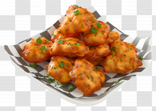 Bread Pakora - Golden Crispy Fried Appetizers With Garnish Transparent PNG