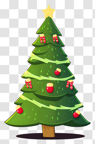 Christmas Tree - Cartoon Christmas Tree With Ornaments Transparent PNG