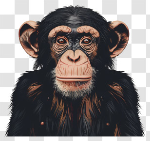 Monkey - Realistic Illustration Of A Chimpanzee Transparent PNG
