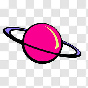 Icon - Pink Planet With Rings In Space Illustration Transparent PNG