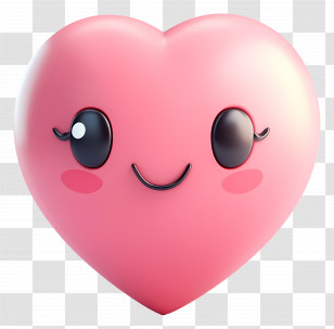 Kawaii Heart - Pink Heart With Cute Face Transparent PNG