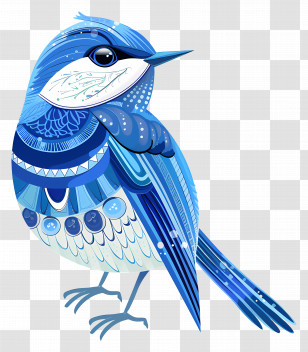 Bird - Elegant Blue Decorative Bird Illustration Transparent PNG