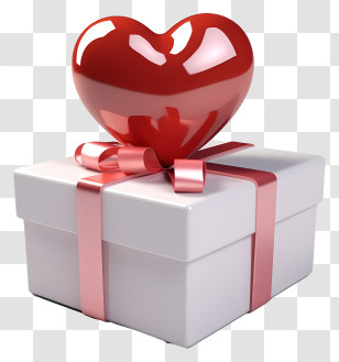 Gift Box - Heart-Shaped Gift Box With Ribbon Transparent PNG