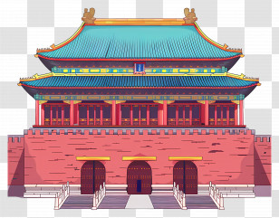 Forbidden City - Traditional Chinese Building Illustration Transparent PNG