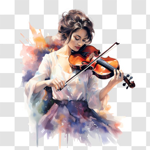 Violin Day - Woman Playing Violin In Watercolor Art Transparent PNG
