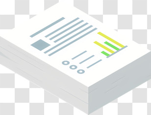 Cartoon - Stack Of Papers With Graphs And Charts Transparent PNG