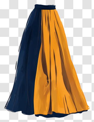 Skirt - Elegant Yellow And Navy Blue Long Dress Transparent PNG
