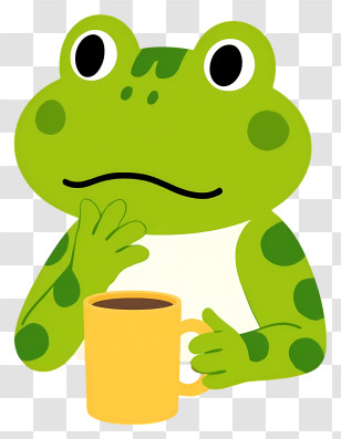 Cartoon Frog - Green Frog With A Mug Transparent PNG