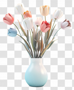Flowers In Vase - Colorful Flower Bouquet In White Vase Transparent PNG