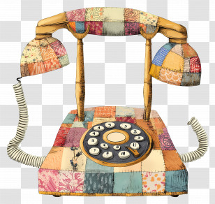 Patchwork Phone - Patchwork Vintage Telephone Transparent PNG