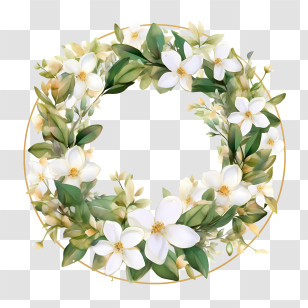 Jasmine Wreath - Elegant Floral Decorative Wreath Design Transparent PNG
