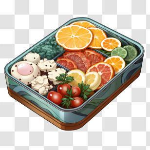 Bento Box - Bento Box With Fruits And Vegetables Illustration Transparent PNG