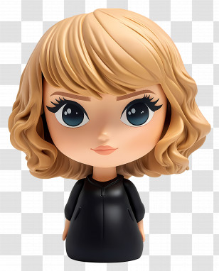 Taylor Swift - Blonde Cartoon Figure In Black Outfit Transparent PNG