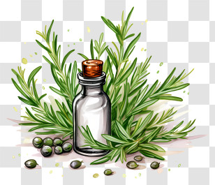 Essential Oils - Herbs And Essential Oil Bottle Illustration Transparent PNG