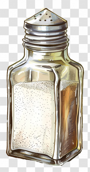 Salt Shaker Illustration With Glass Body - Simple Illustration Of A Glass Salt Shaker Transparent PNG