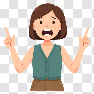 Shocked Woman - Alarmed Woman In Green Vest Illustration Transparent PNG