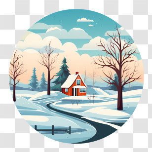 Winter House - Snowy Winter House With Sky View Transparent PNG