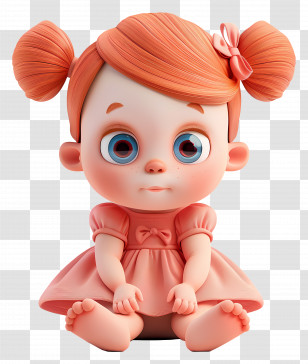Baby Girl - Cartoon Girl Character With Red Pigtails Transparent PNG