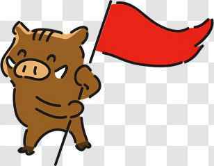 3d Cartoon Alphabet Letter - Cartoon Boar Holding A Red Flag Transparent PNG