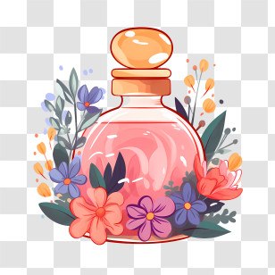 Perfume Bottle - Perfume Bottle With Floral Design Transparent PNG