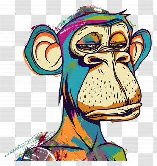 Monkey - Colorful Monkey Artistic Design Transparent PNG