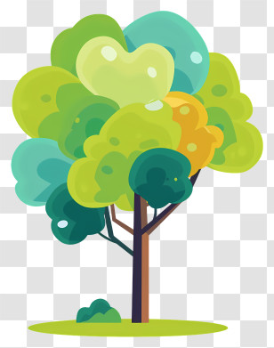 Decorative Tree - Cartoon Tree With Green Leaves Illustration Transparent PNG