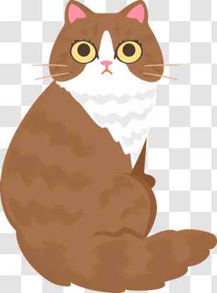 Brown And White Striped Cat - Brown Fluffy Cat Sitting Calmly Transparent PNG