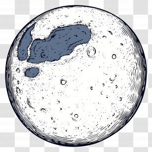Moon Outline - Detailed Full Moon Illustration Transparent PNG