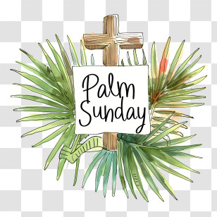 Palm Sunday - Palm Sunday Cross With Palm Leaves Design Transparent PNG