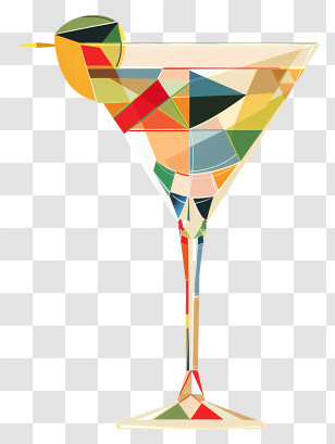 Martini Cocktail - Colorful Geometric Cocktail Glass Transparent PNG