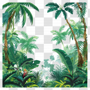 Tropical Rainforest - Tropical Rainforest Illustration With Lush Vegetation Transparent PNG