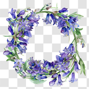 Bluebell Flower - Purple Flower Wreath Transparent PNG