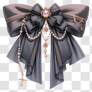 Anime Bow With Ribbons - Elegant Black Bow Transparent PNG