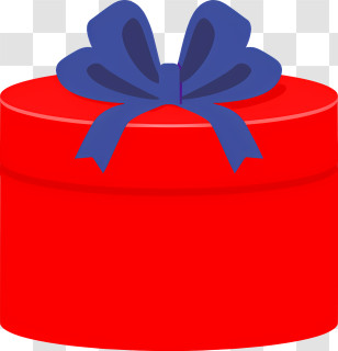 Icon - Round Red Gift Box With Blue Bow Transparent PNG