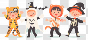 Halloween Kids - Playful Kids In Halloween Costumes Transparent PNG