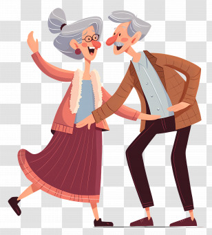 Elderly Couple Dancing - Joyful Elderly Couple Dancing Transparent PNG