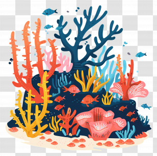 Coral Reefs - Vibrant Coral Reef With Marine Life Transparent PNG