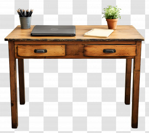 Teacher - Wooden Office Desk With Supplies Transparent PNG