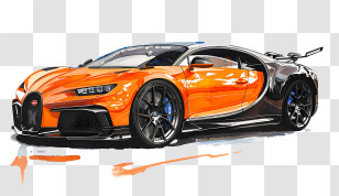 Bugatti Chiron Super Sport - Orange And Black Sports Car Illustration Transparent PNG