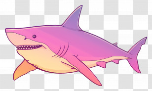 Shark - Pink And Yellow Shark Cartoon Illustration Transparent PNG