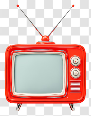 Retro Tv With Antenna - Red Retro TV With Antenna Transparent PNG