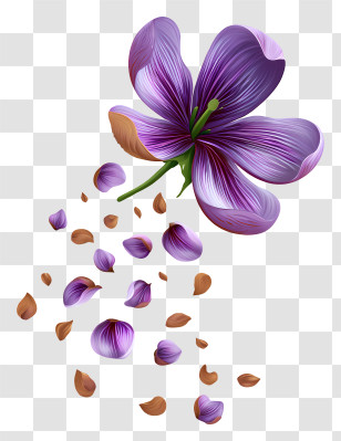 Flowers In The Air - Purple Flower With Falling Petals Transparent PNG