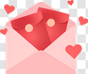 Red Envelope - Romantic Love Letter With Hearts Transparent PNG