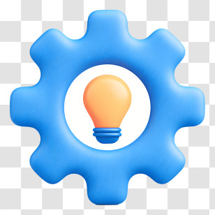 Business Solution - Light Bulb In Blue Gear Icon Transparent PNG