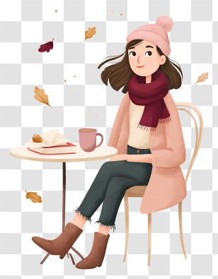 Woman Enjoying Warm Drink - Woman At Cafe Transparent PNG