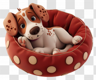 Dog Bed - Cute Dog In A Polka Dot Bed Transparent PNG