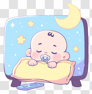 Baby Sleep Day - Cute Sleeping Baby With Stars And Moon Transparent PNG