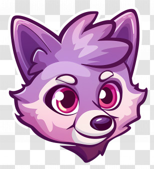 Wolf Head - Adorable Purple Cartoon Fox Character Transparent PNG