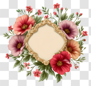 Elegant Flower Frame - Floral Frame With Colorful Flowers Transparent PNG