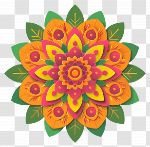 Pookalam - Colorful Rangoli Design For Festive Diwali Transparent PNG